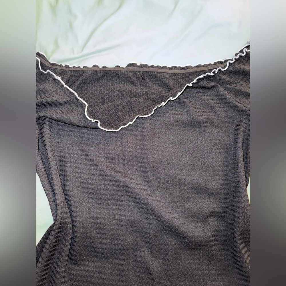 SHEIN Fit+ Plus Off Shoulder Lettuce Trim Black Body Con Dress